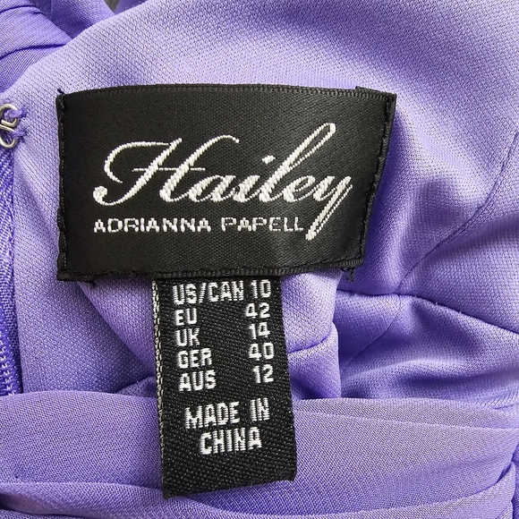 Nwot Hailey by Adrianna Papell Lilac Ruched Emperor Waist Chiffon High Low Gown - Picture 3 of 16